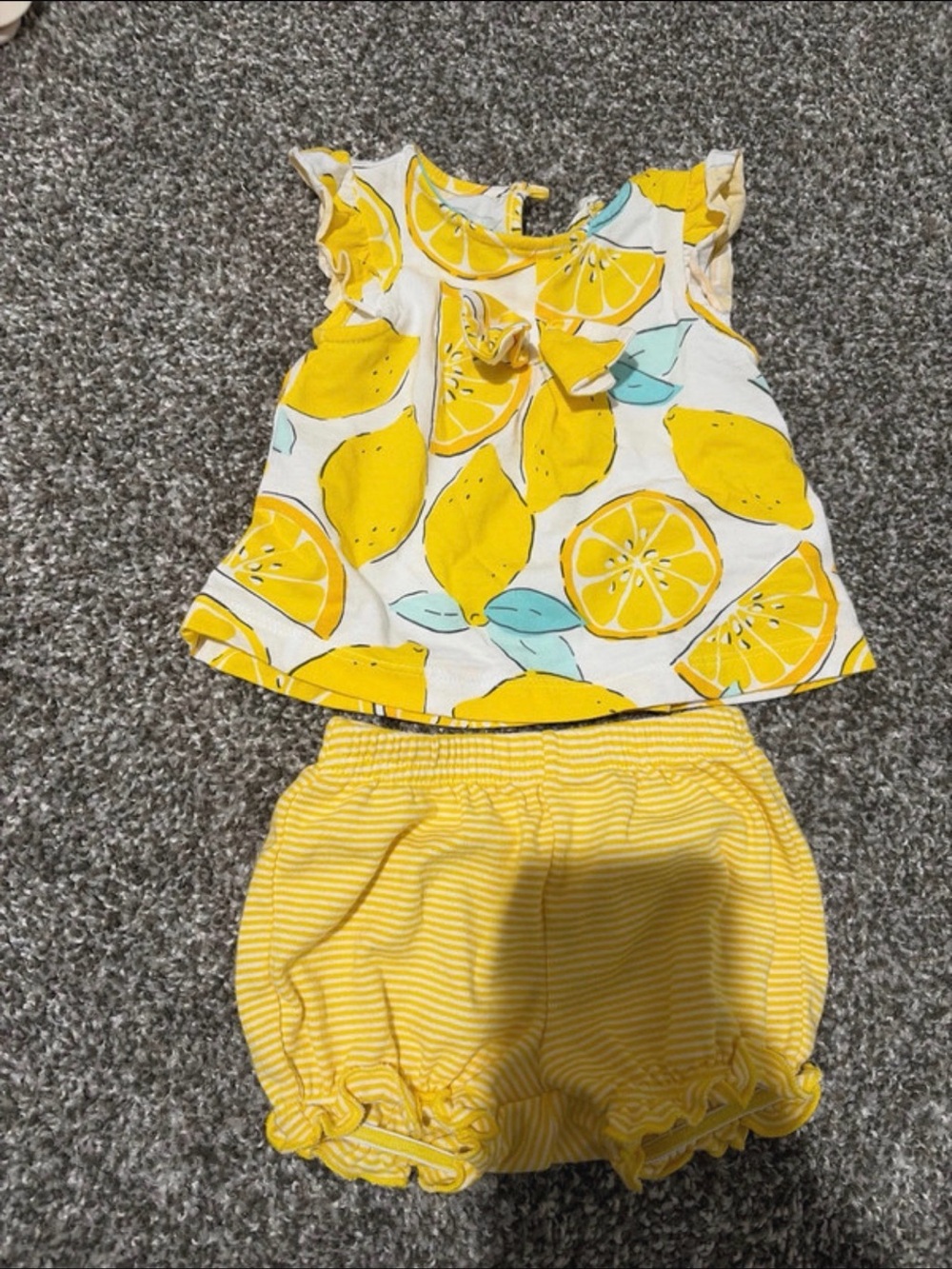Baby Girls Yellow Lemon Print Top and Bloomers Set
